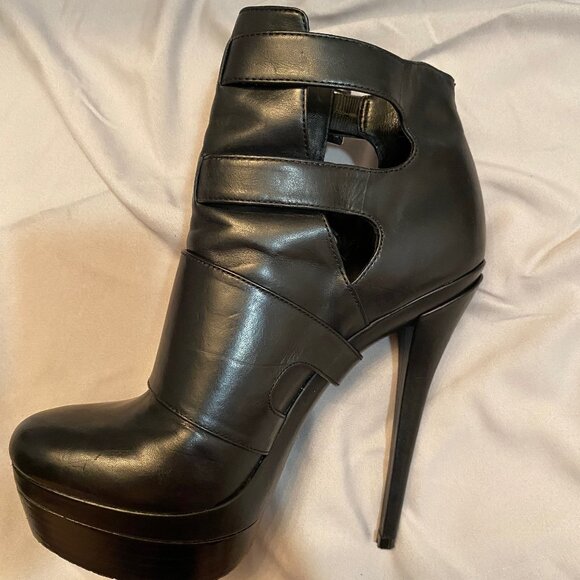 Rachel Zoe Danielle Buckle Stiletto Platform Booties Size 7 - Picture 12 of 13